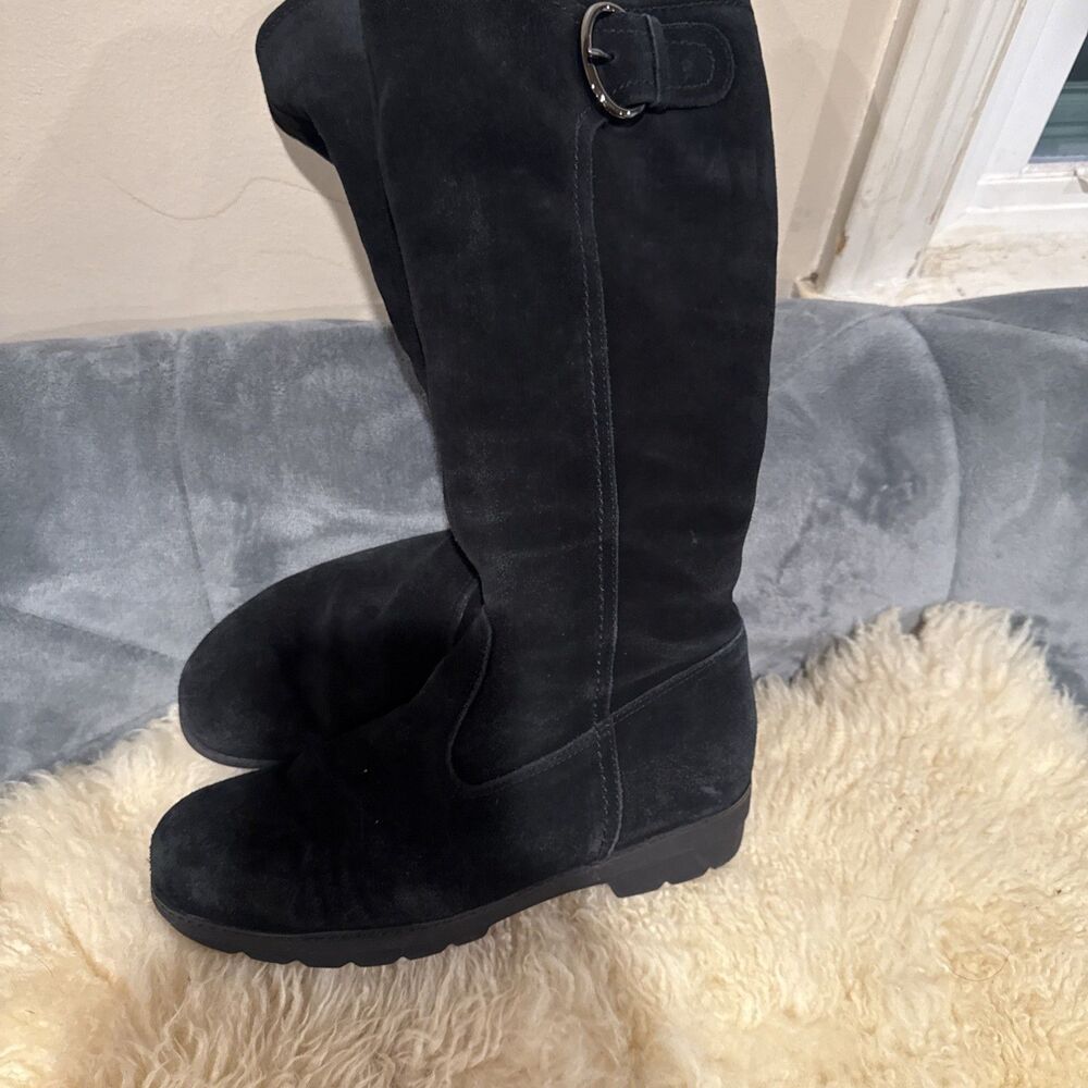 La Canadienne Women’s Black Boots Suede w Side Zipper Size 8.5